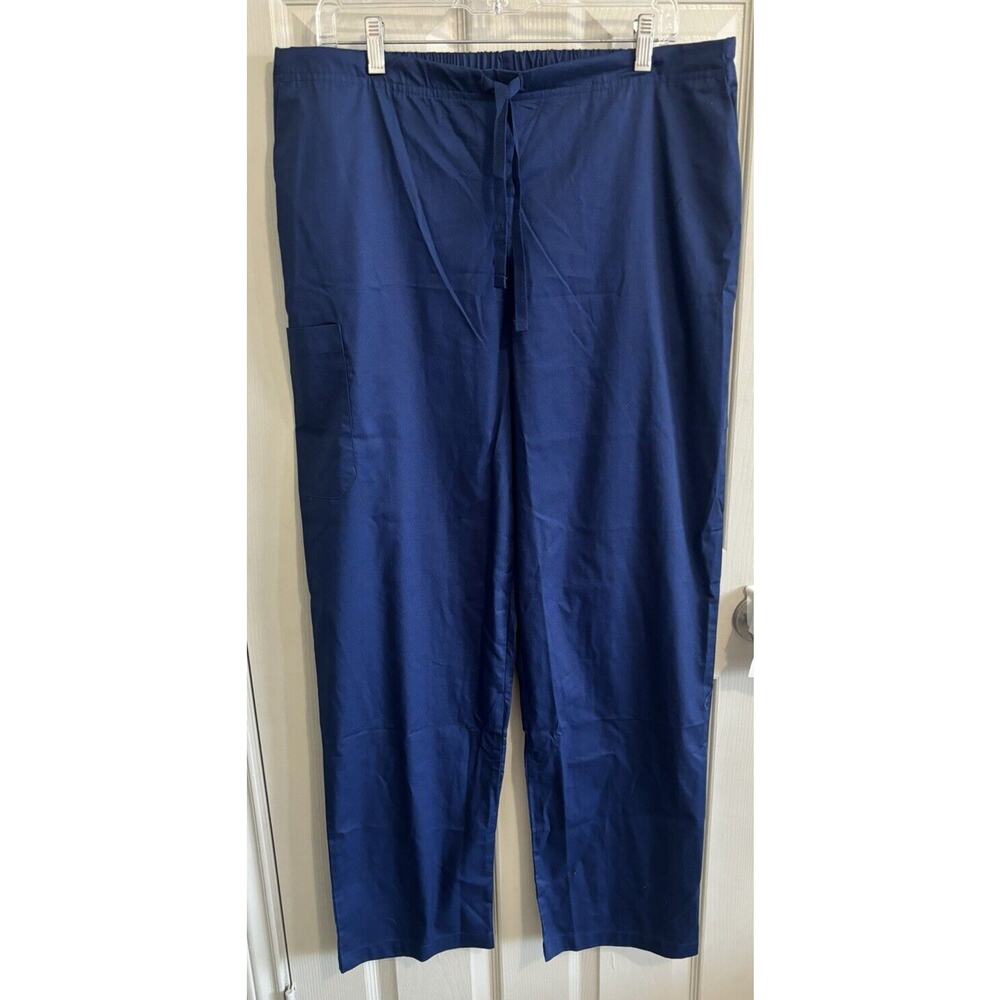 WonderWink Scrub Pants Large Unisex Blue Classic Fit Pockets Work‎ Flex (RR)